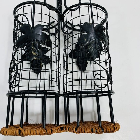 Tuscan Wicker Metal Wire Kitchen Caddy For Skinny Oil Vinegar Bottles Decor 14” - Picture 6 of 10